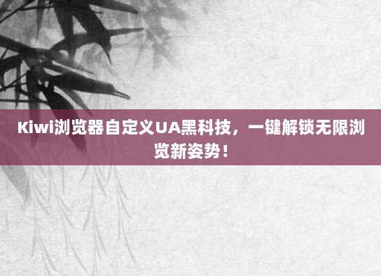 Kiwi浏览器自定义UA黑科技,一键解锁无限浏览新姿势!