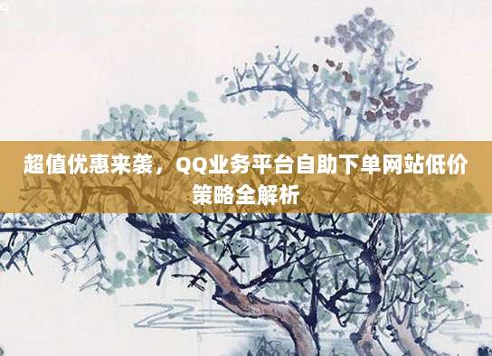 超值优惠来袭,QQ业务平台自助下单网站低价策略全解析