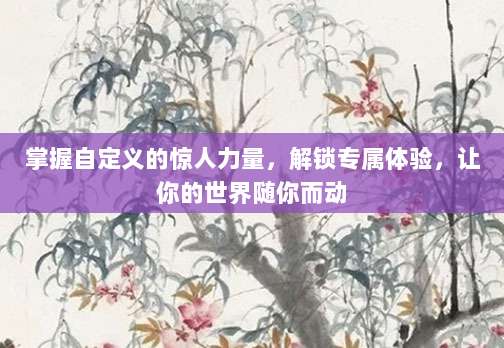 掌握自定义的惊人力量,解锁专属体验,让你的世界随你而动