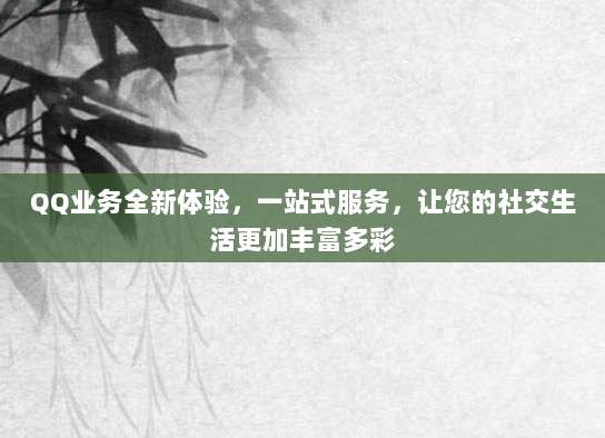 QQ业务全新体验,一站式服务,让您的社交生活更加丰富多彩