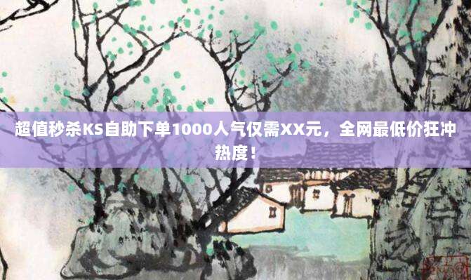 超值秒杀KS自助下单1000人气仅需XX元,全网最低价狂冲热度!