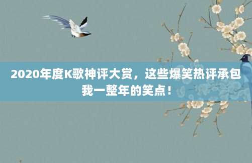 2020年度K歌神评大赏,这些爆笑热评承包我一整年的笑点!