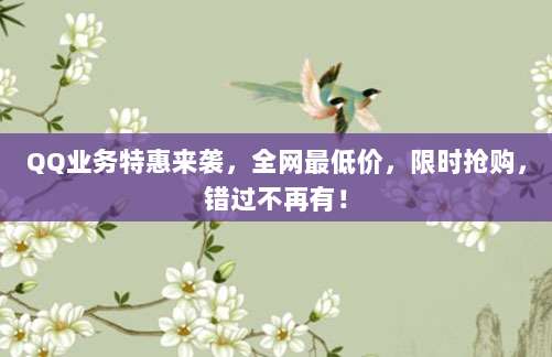 QQ业务特惠来袭,全网最低价,限时抢购,错过不再有!