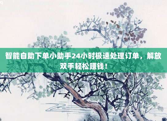智能自助下单小助手24小时极速处理订单,解放双手轻松赚钱!