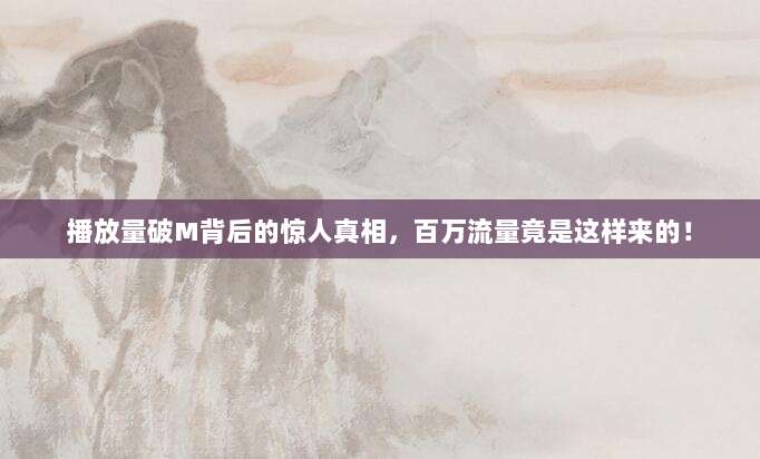 播放量破M背后的惊人真相,百万流量竟是这样来的!