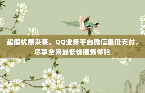 超值优惠来袭,QQ业务平台微信最低支付,尽享全网最低价服务体验