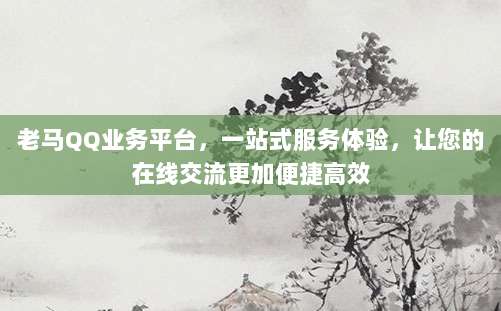 老马QQ业务平台,一站式服务体验,让您的在线交流更加便捷高效