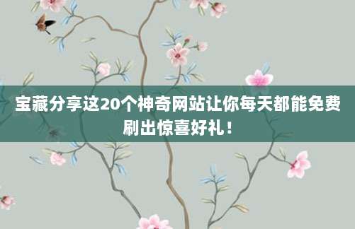 宝藏分享这20个神奇网站让你每天都能免费刷出惊喜好礼!