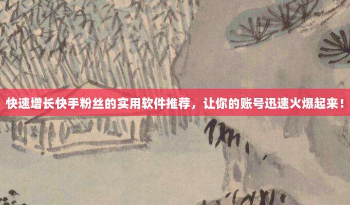 快速增长快手粉丝的实用软件推荐,让你的账号迅速火爆起来!