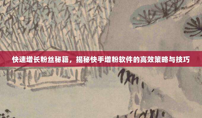 快速增长粉丝秘籍,揭秘快手增粉软件的高效策略与技巧