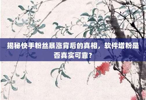 揭秘快手粉丝暴涨背后的真相,软件增粉是否真实可靠?