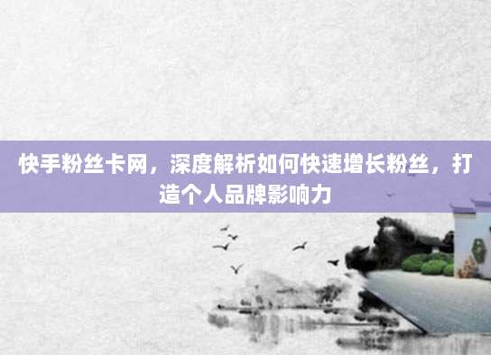 快手粉丝卡网,深度解析如何快速增长粉丝,打造个人品牌影响力