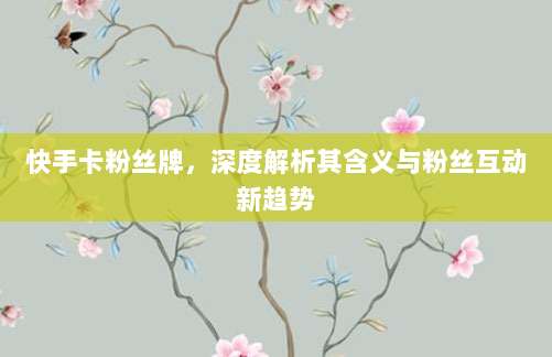 快手卡粉丝牌,深度解析其含义与粉丝互动新趋势