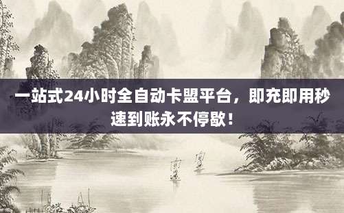 一站式24小时全自动卡盟平台,即充即用秒速到账永不停歇!