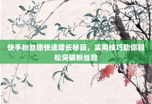 快手粉丝团快速增长秘籍,实用技巧助你轻松突破粉丝数