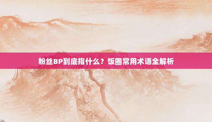 粉丝BP到底指什么?饭圈常用术语全解析