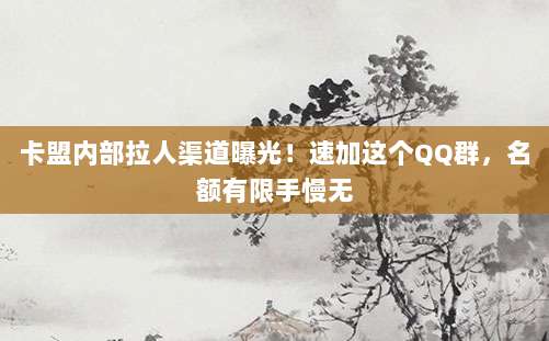 卡盟内部拉人渠道曝光!速加这个QQ群,名额有限手慢无