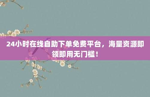 24小时在线自助下单免费平台,海量资源即领即用无门槛!