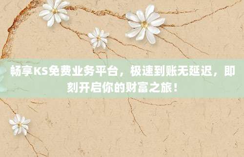 畅享KS免费业务平台,极速到账无延迟,即刻开启你的财富之旅!