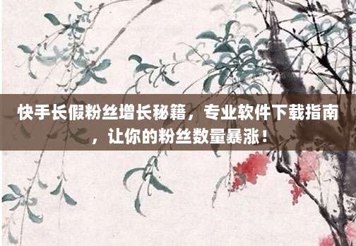 快手长假粉丝增长秘籍,专业软件下载指南,让你的粉丝数量暴涨!