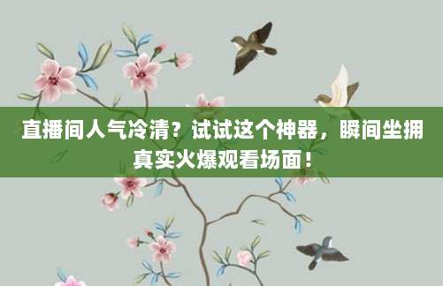 直播间人气冷清?试试这个神器,瞬间坐拥真实火爆观看场面!