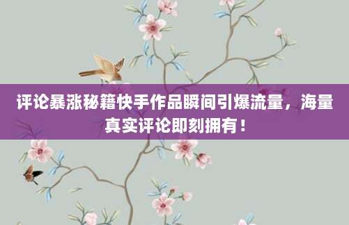 评论暴涨秘籍快手作品瞬间引爆流量,海量真实评论即刻拥有!