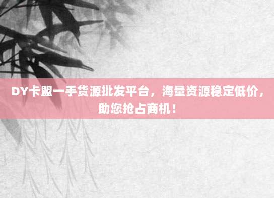 DY卡盟一手货源批发平台,海量资源稳定低价,助您抢占商机!