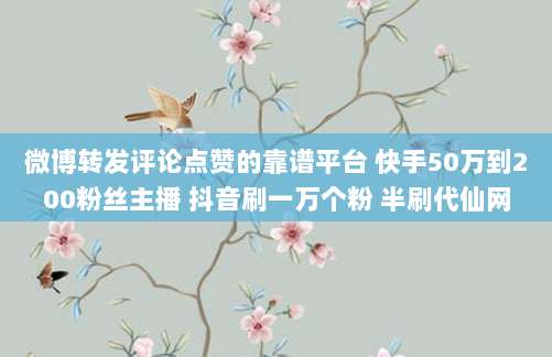 微博转发评论点赞的靠谱平台 快手50万到200粉丝主播 抖音刷一万个粉 半刷代仙网